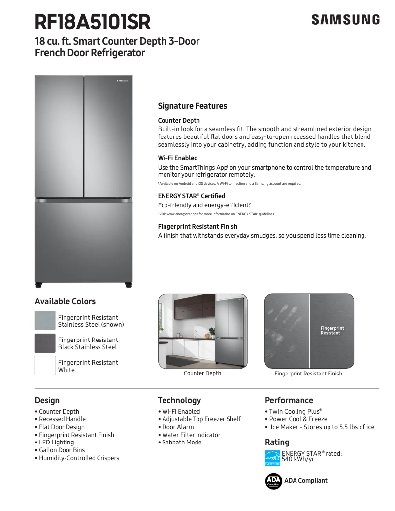 Page n°1 - Fiche technique Samsung RF18A5101SG