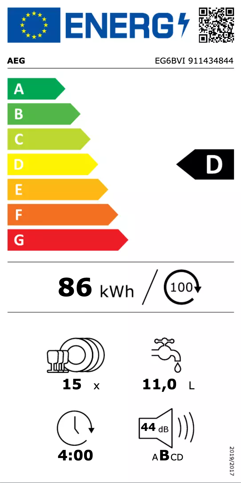 Page n°1 - Label énergétique AEG EG6BVI