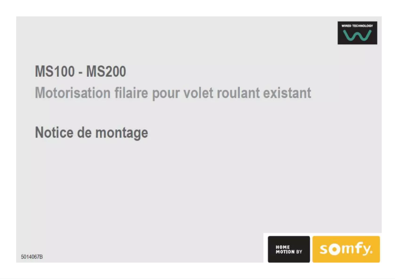Page n°1 - Manuel utilisateur Somfy MS 100
