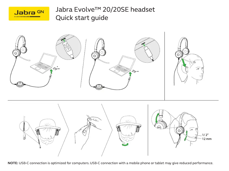 Page 1 de la notice Manuel utilisateur Jabra Evolve 20SE