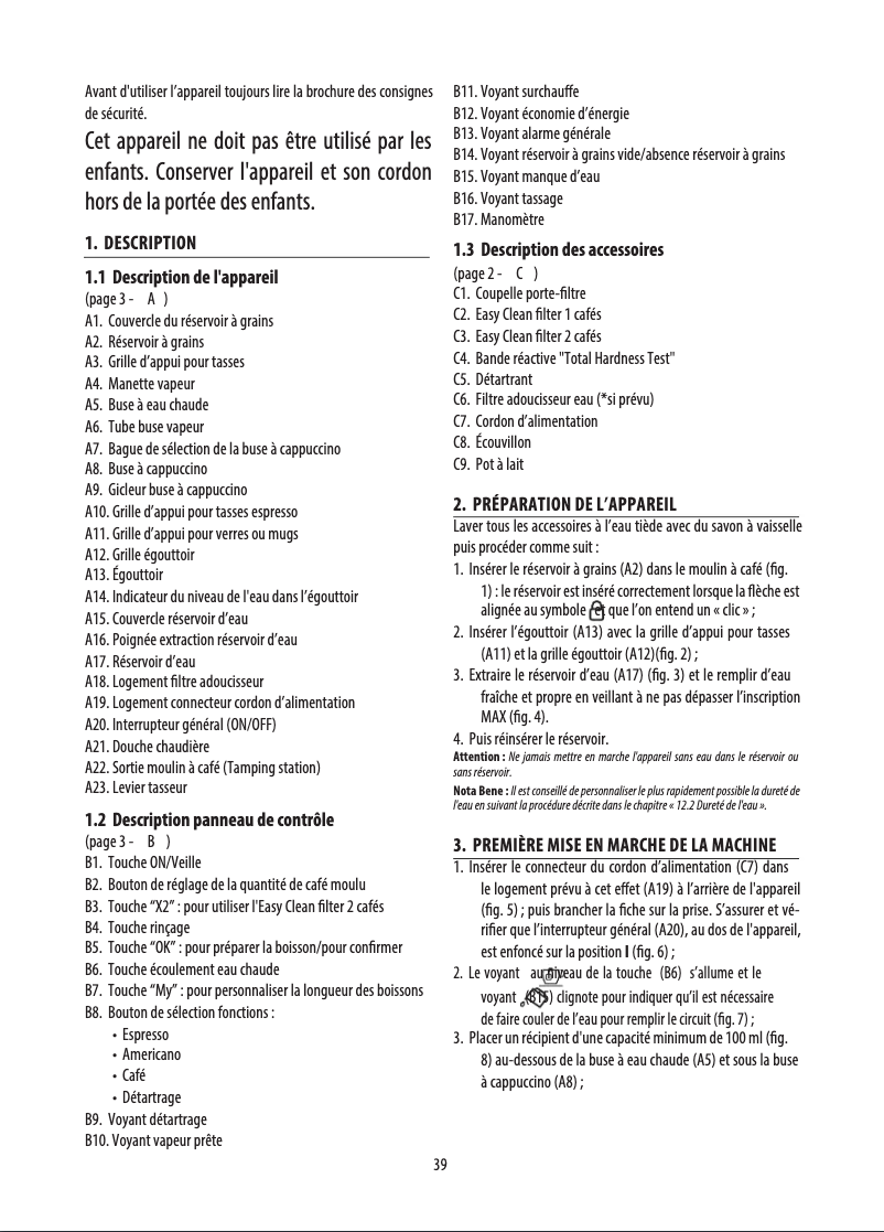 Image de la première page du manuel de l'appareil La Specialista Manual EC9335.M