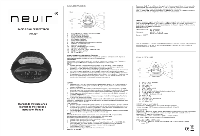 Page n°1 - Manuel utilisateur Nevir NVR-327