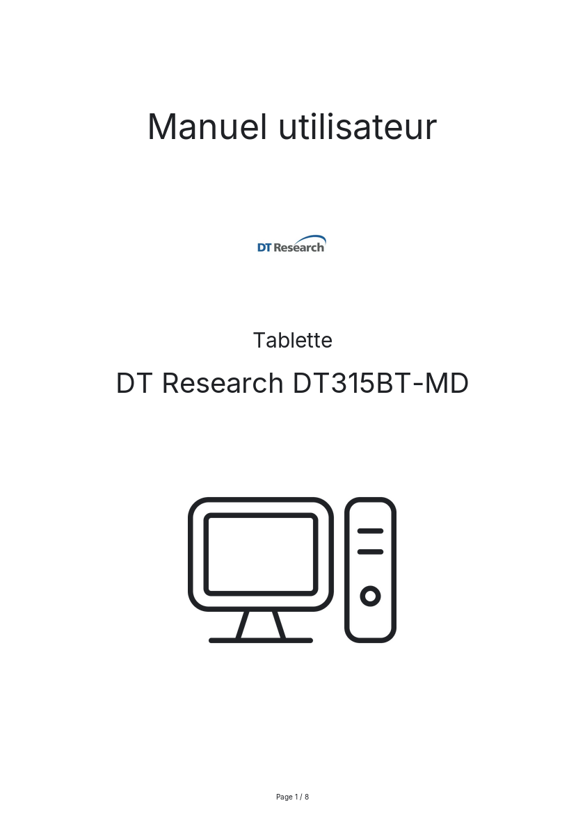 Page n°1 - Manuel utilisateur DT Research DT315BT-MD