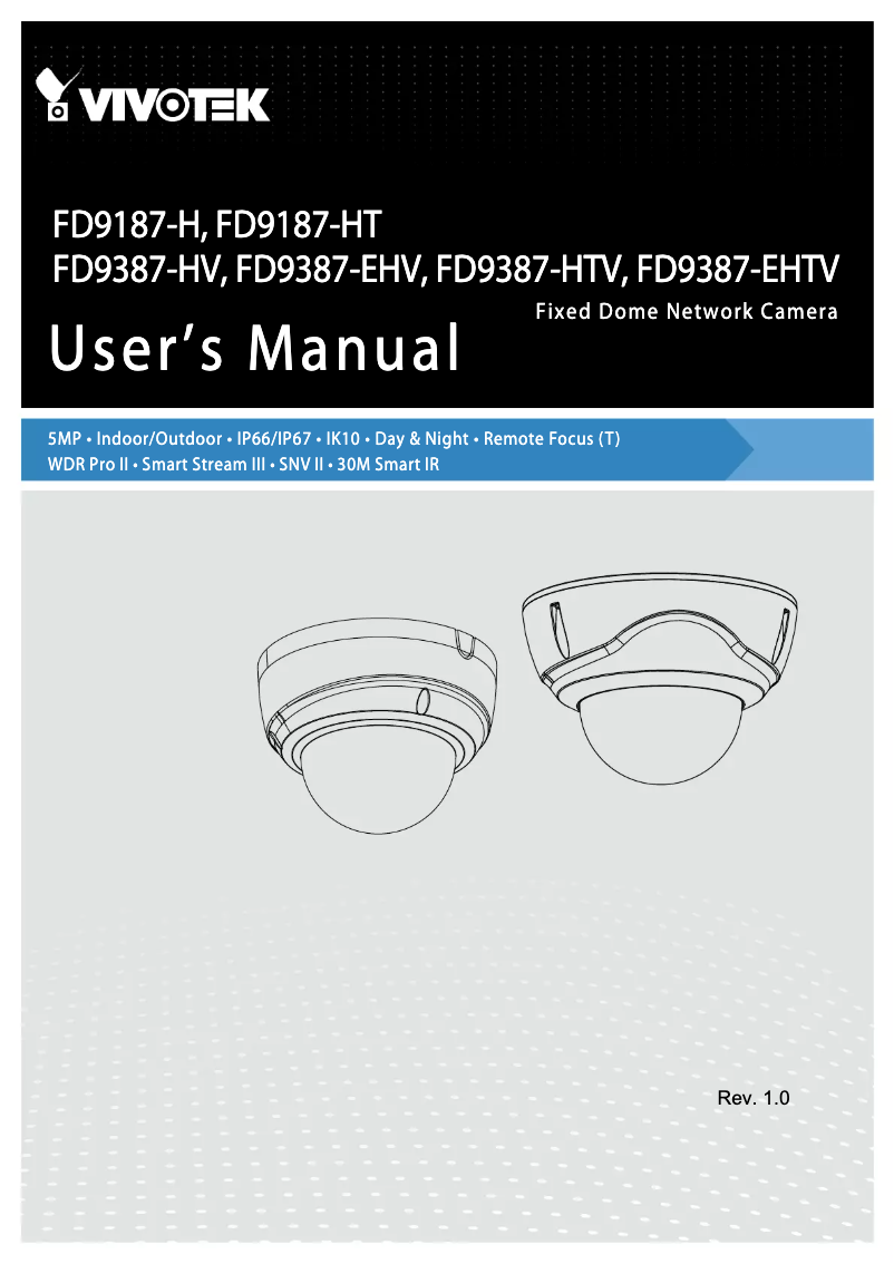 Page n°1 - Manuel utilisateur Vivotek FD9387-HV