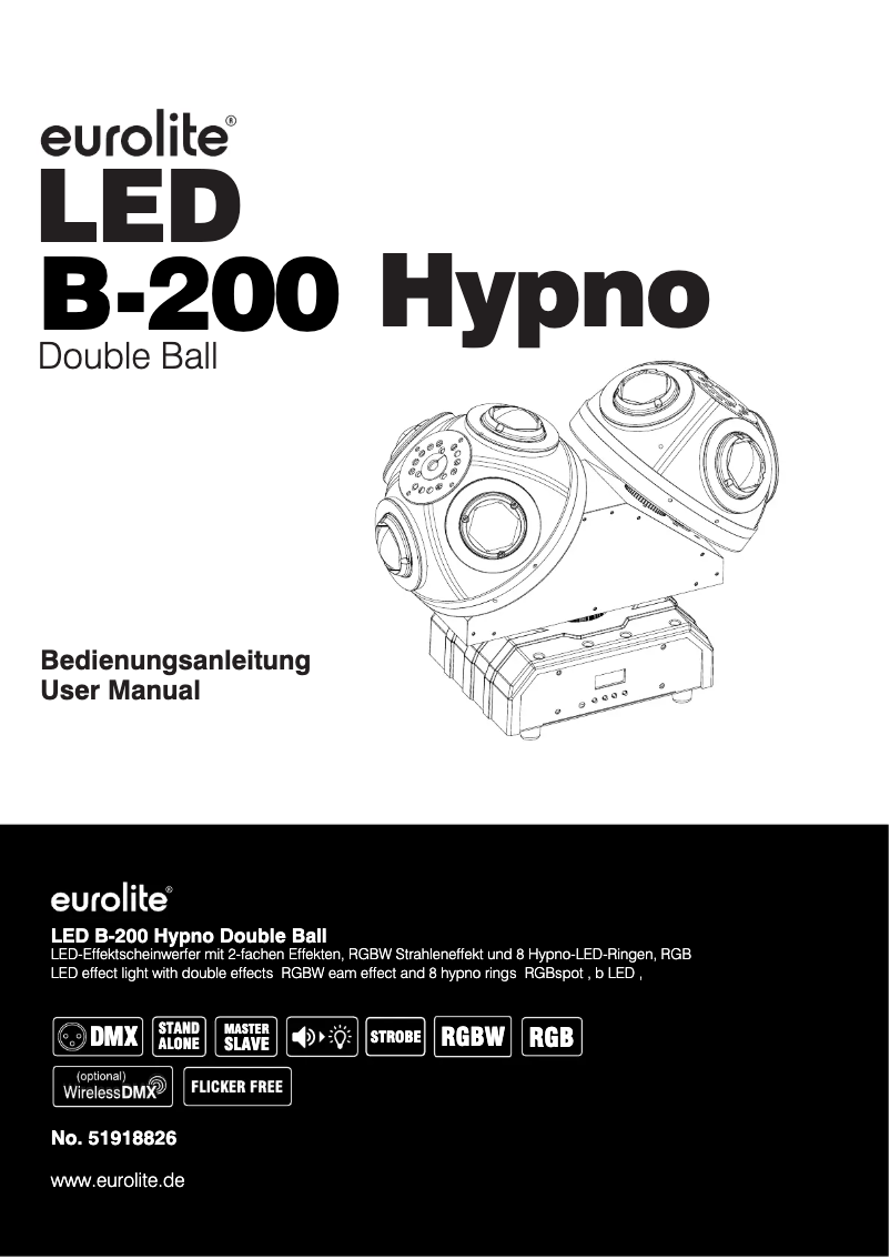 Image de la première page du manuel de l'appareil LED B-200 Hypno