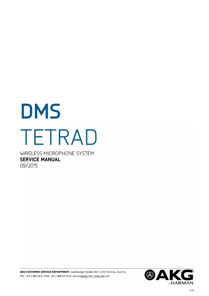 Page 1 de la notice Manuel utilisateur AKG DHT Tetrad D5