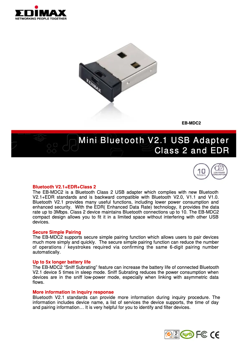 Página 1 del manual Ficha técnica Edimax EB-MDC2