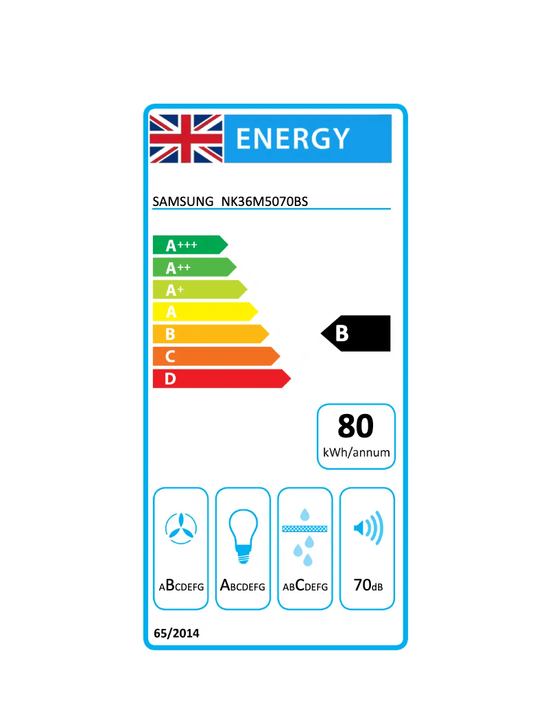 Page 1 de la notice Label énergétique Samsung NK36M5070BS