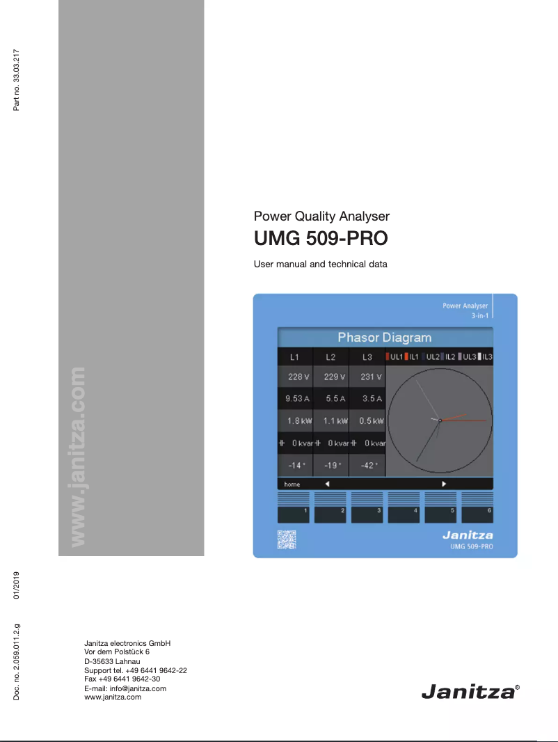 Image de la première page du manuel de l'appareil UMG 509-PRO