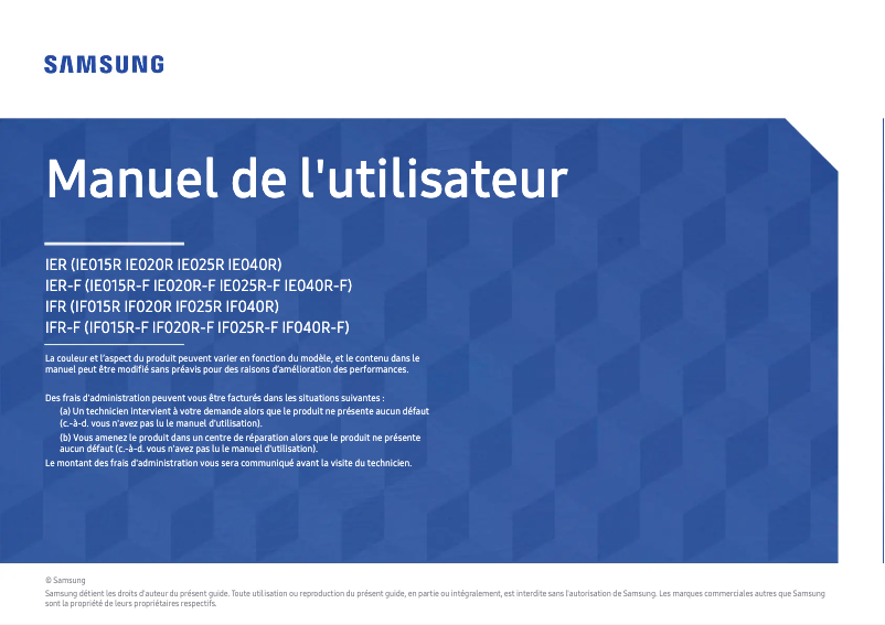 Page 1 de la notice Manuel utilisateur Samsung IE040R-F