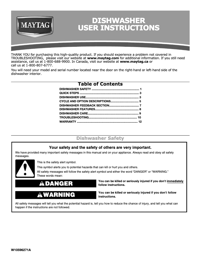 Page 1 de la notice Manuel utilisateur Maytag JetClean Plus MDB8949SBB