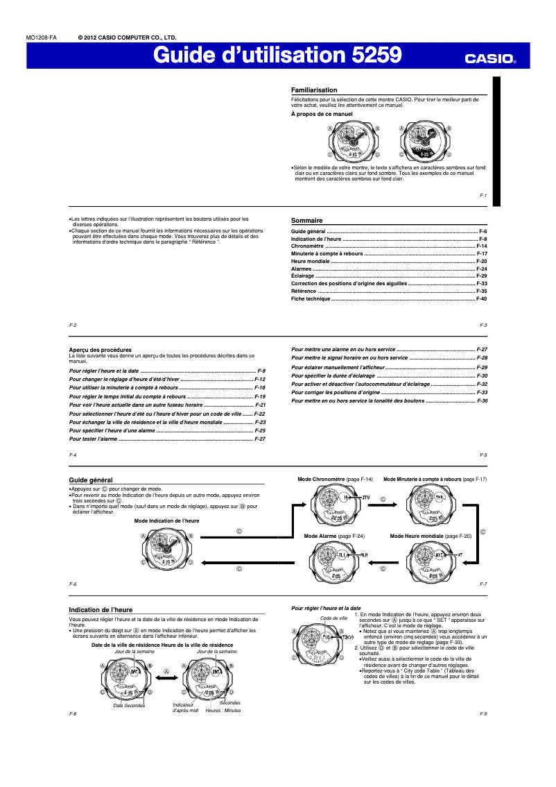 Page 1 de la notice Manuel utilisateur Casio GA-300A-5AER