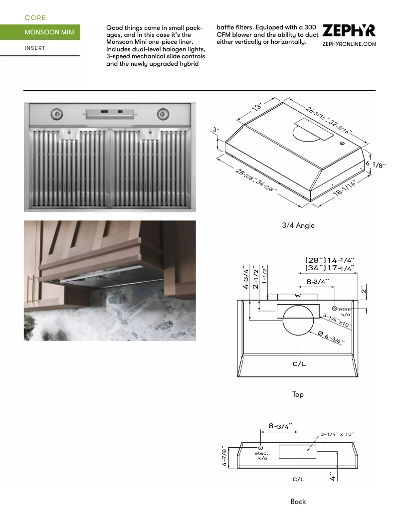 Page 1 de la notice Fiche technique Zephyr AK9128ASBF