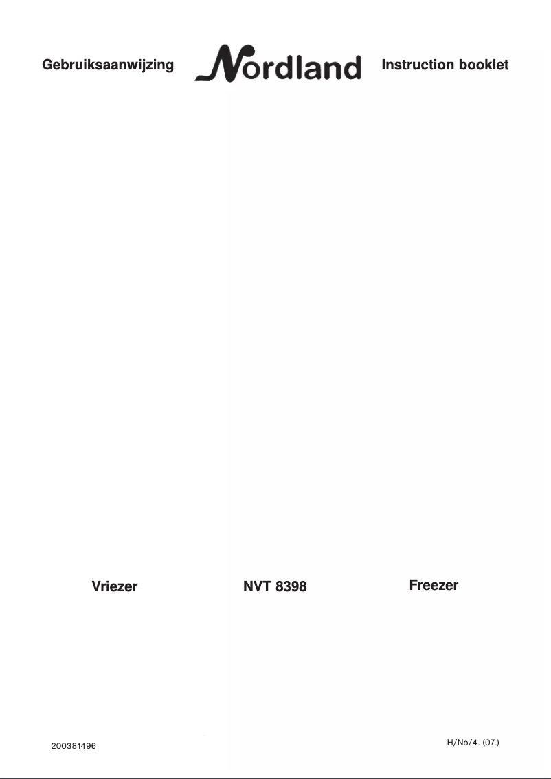 Page n°1 - Manuel utilisateur Nordland NVT 8398
