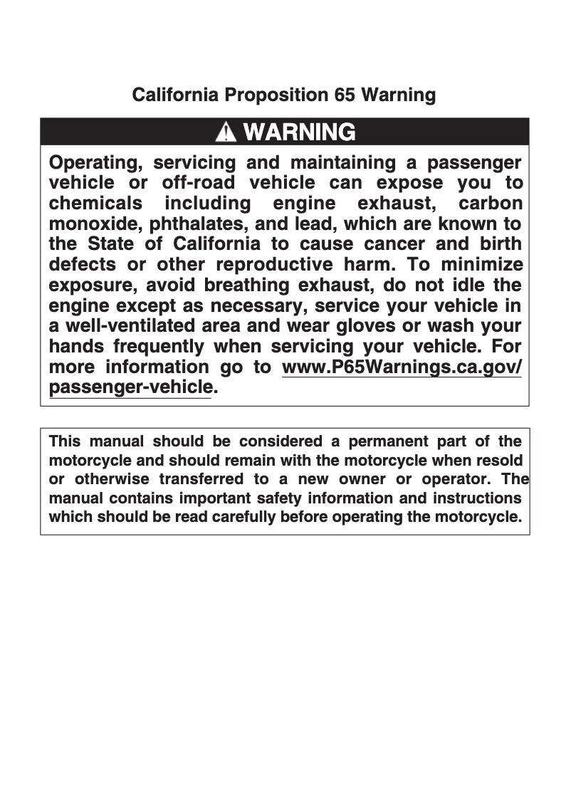 Page 1 de la notice Manuel utilisateur Suzuki VL 800 (2019)