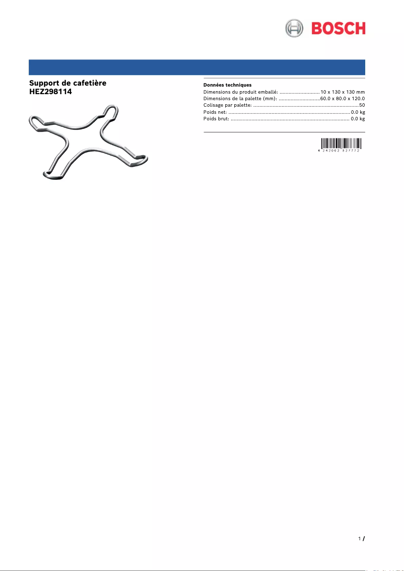 Page 1 de la notice Manuel utilisateur Bosch HEZ298114