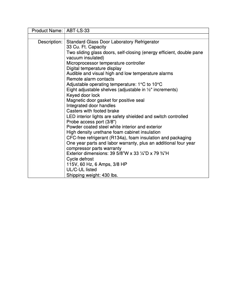 Page 1 de la notice Manuel utilisateur American BioTech Supply ABT-LS-33