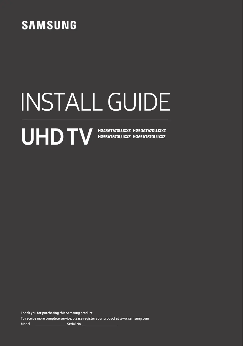 Page 1 de la notice Guide d'installation Samsung HG43NT670UF