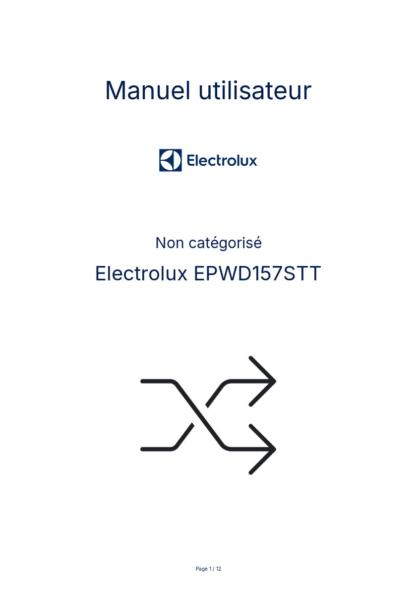 Page n°1 - Manuel utilisateur Electrolux EPWD157STT
