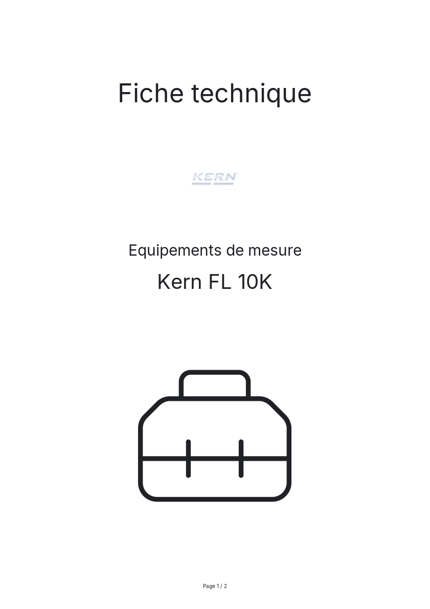 Page n°1 - Fiche technique Kern FL 10K