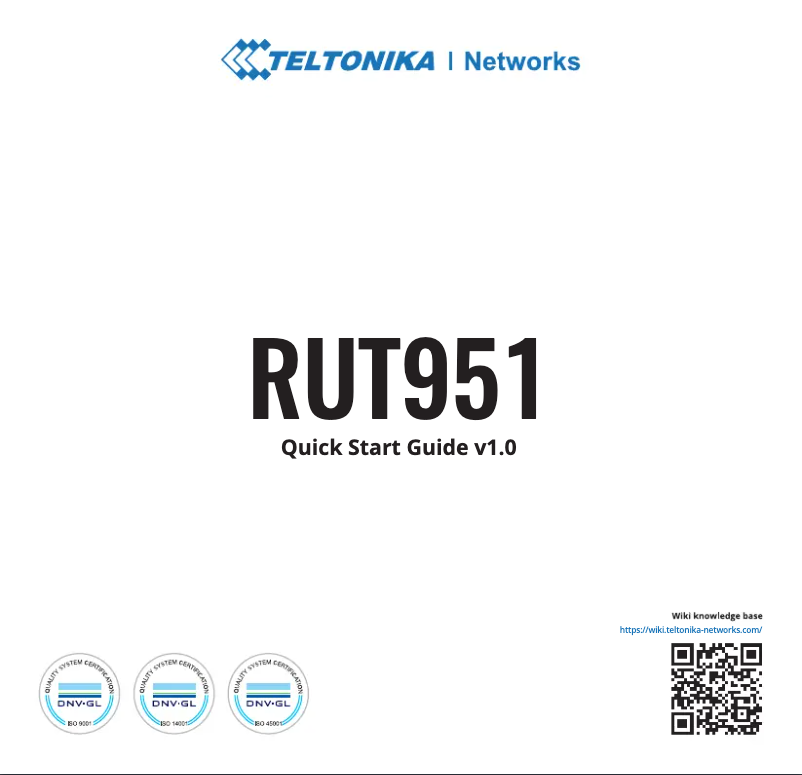 Imagen de la primera página del manual del dispositivo RUT951