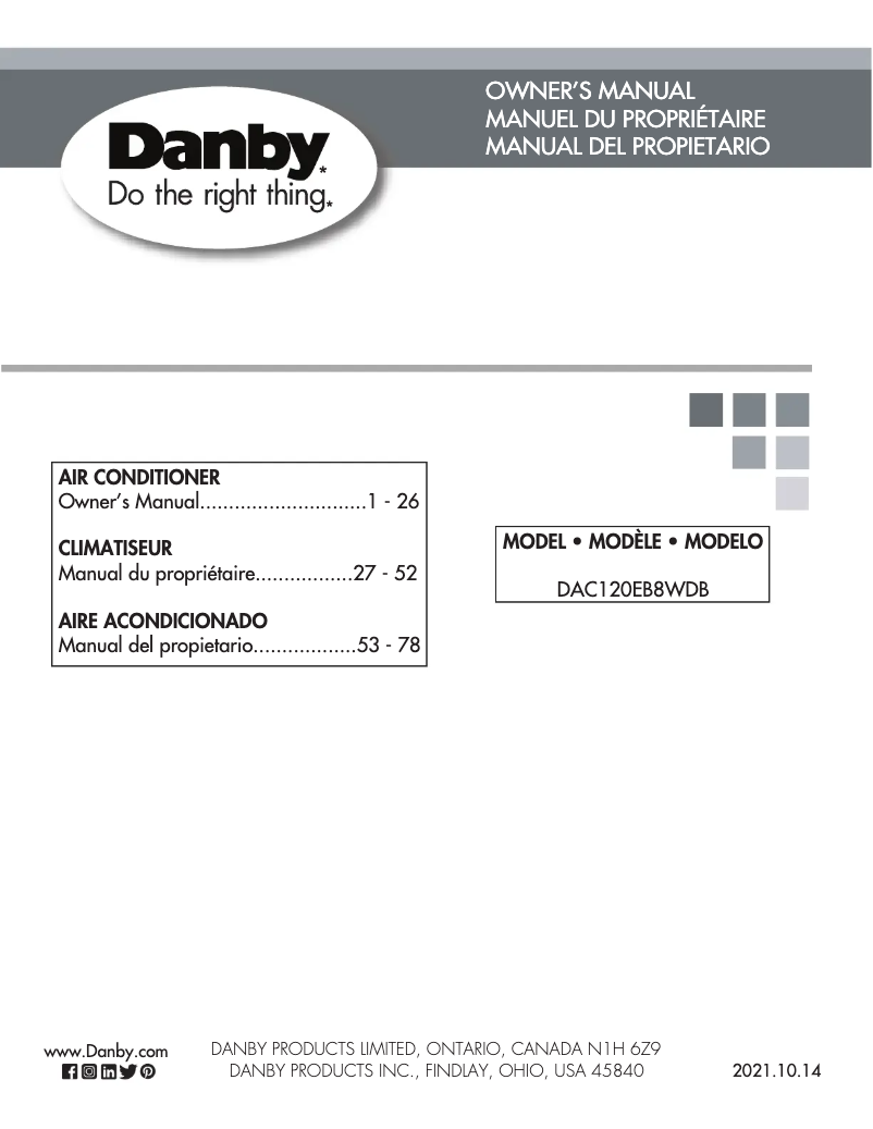 Página 1 del manual Manual de usuario Danby DAC120EB8WDB