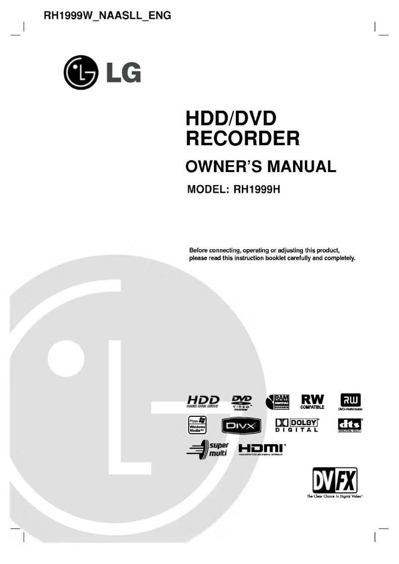 Image de la première page du manuel de l'appareil RH1999W