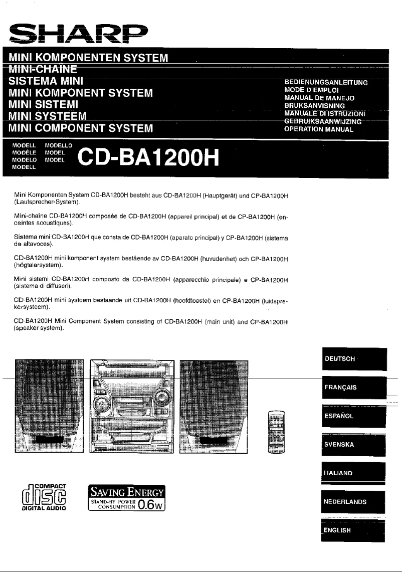 Page 1 de la notice Manuel utilisateur Sharp CD-BA1200