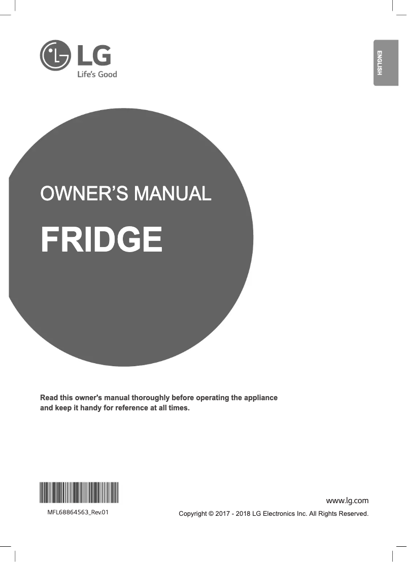 Page 1 de la notice Manuel utilisateur LG GR-B401ELDZ