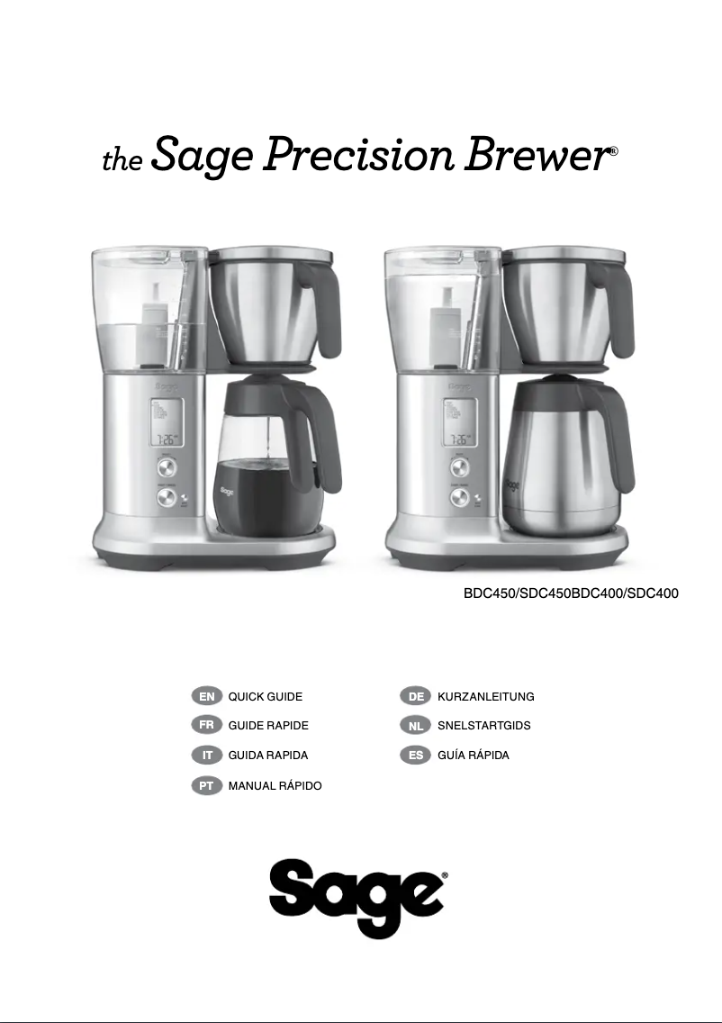 Page 1 de la notice Manuel utilisateur Sage The Precision Brewer SDC450