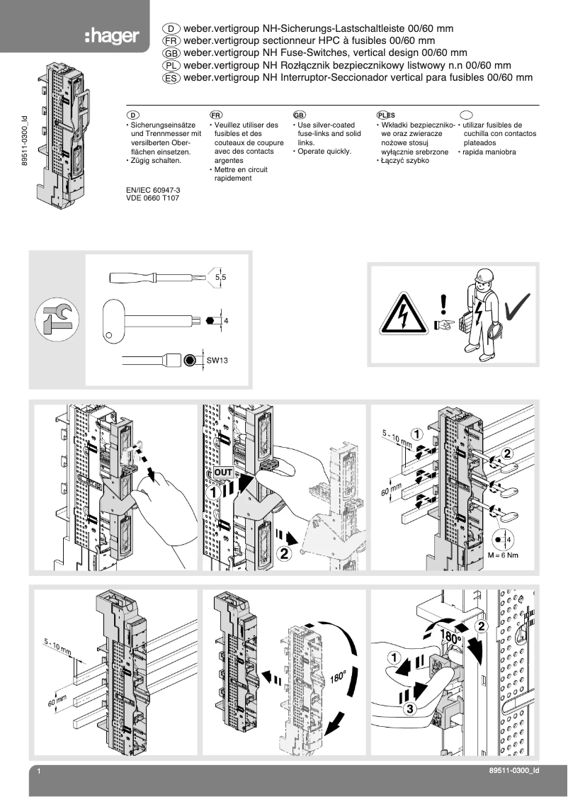 Page 1 de la notice Manuel utilisateur Hager LVS0060RPX