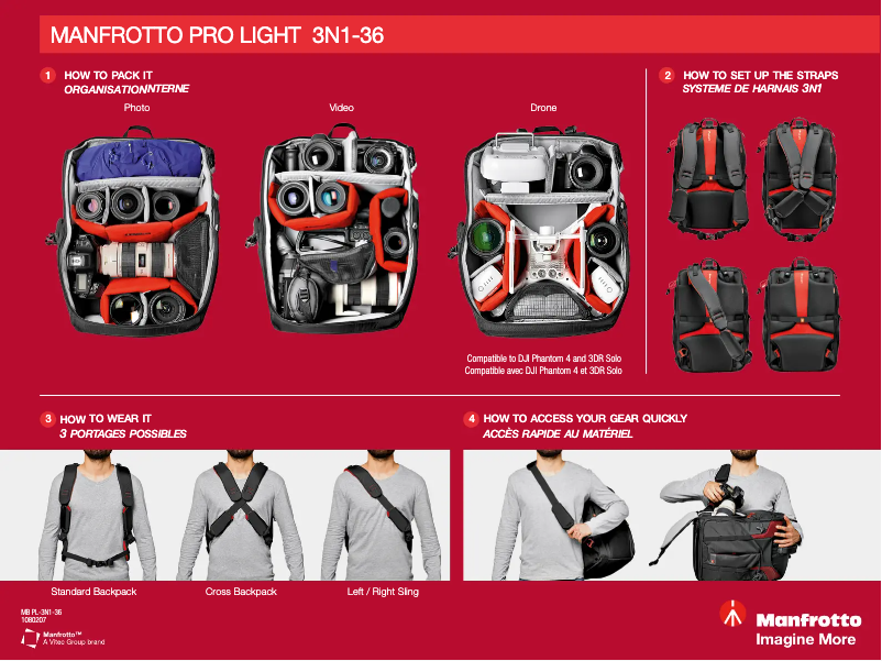 Page 1 de la notice Manuel utilisateur Manfrotto Pro Light