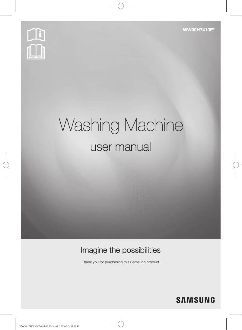 Page 1 de la notice Manuel utilisateur Samsung WW90H7410EX