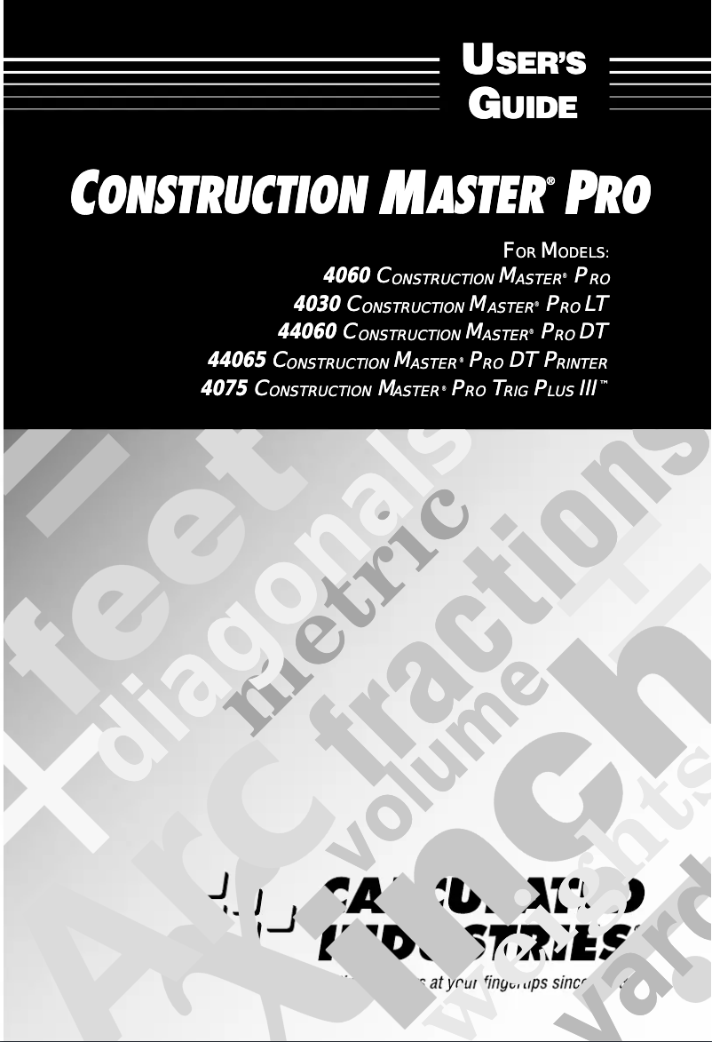Image de la première page du manuel de l'appareil Construction Master Pro 4060