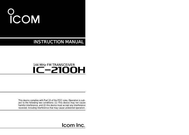 Page n°1 - Manuel utilisateur ICOM IC-2100H