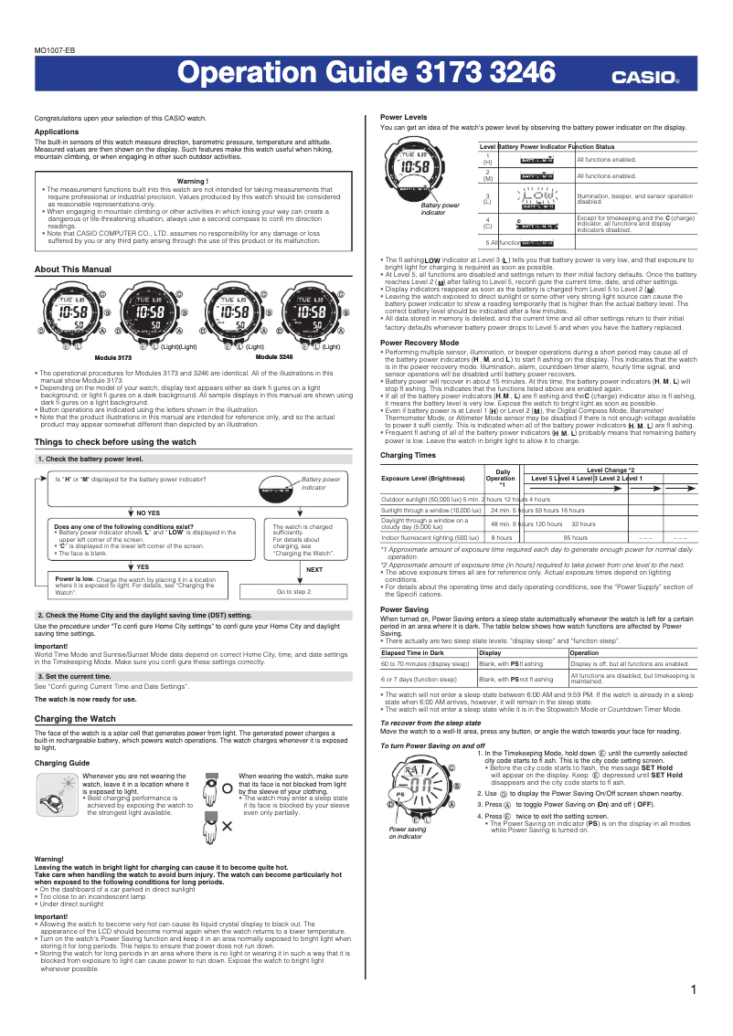 Page 1 de la notice Manuel utilisateur Casio 3246