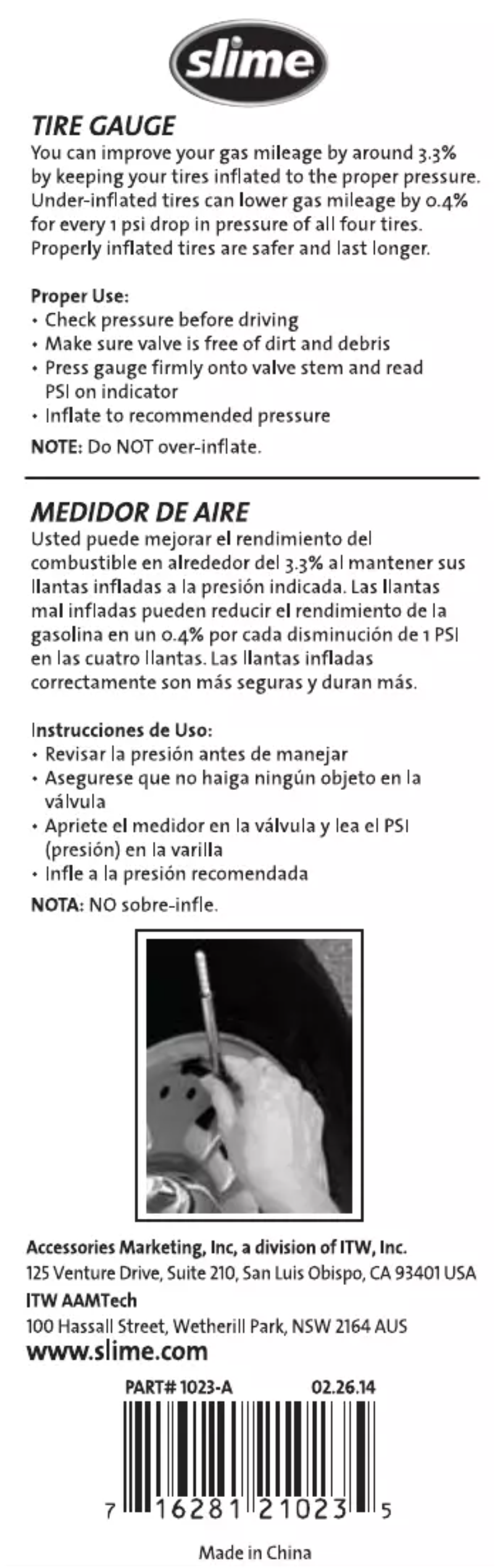 Page 1 de la notice Manuel utilisateur Slime 1023-AT