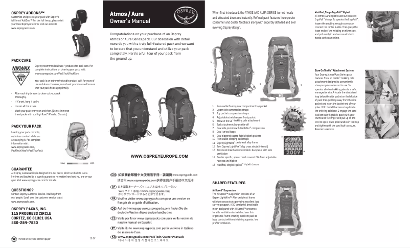 Page n°1 - Manuel utilisateur Osprey Aura 65