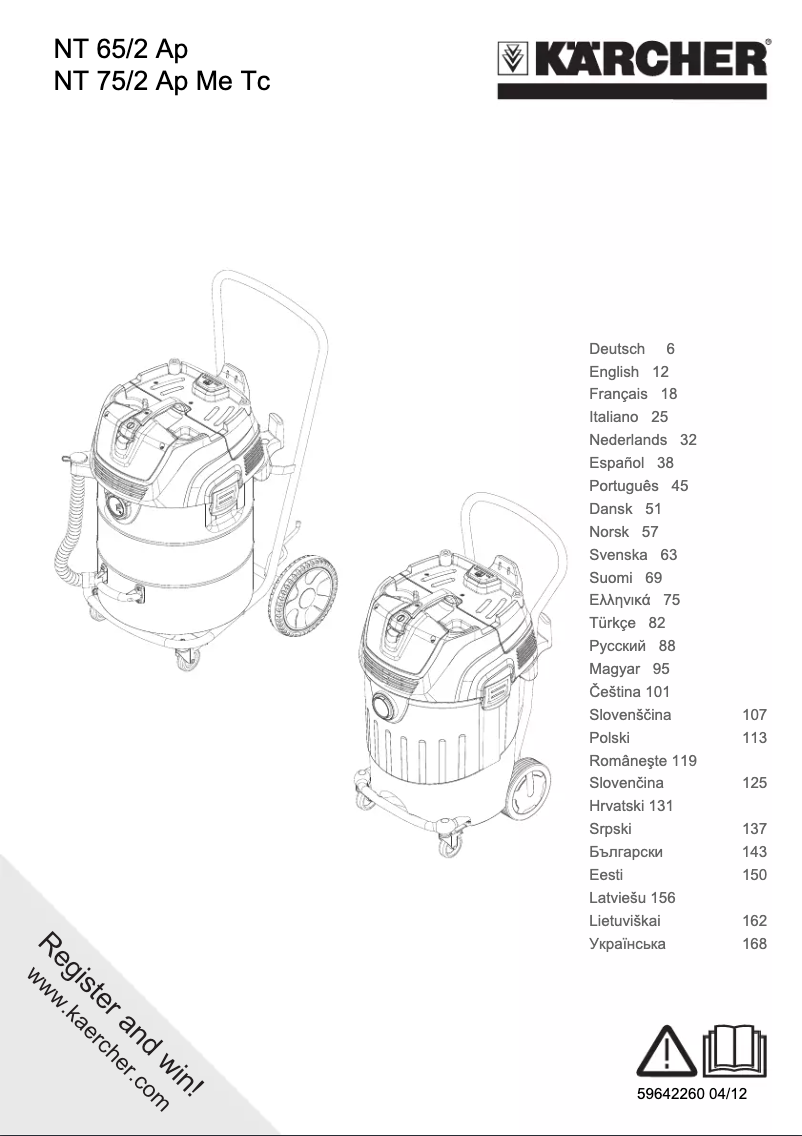 Page 1 de la notice Manuel utilisateur Kärcher NT 75/2