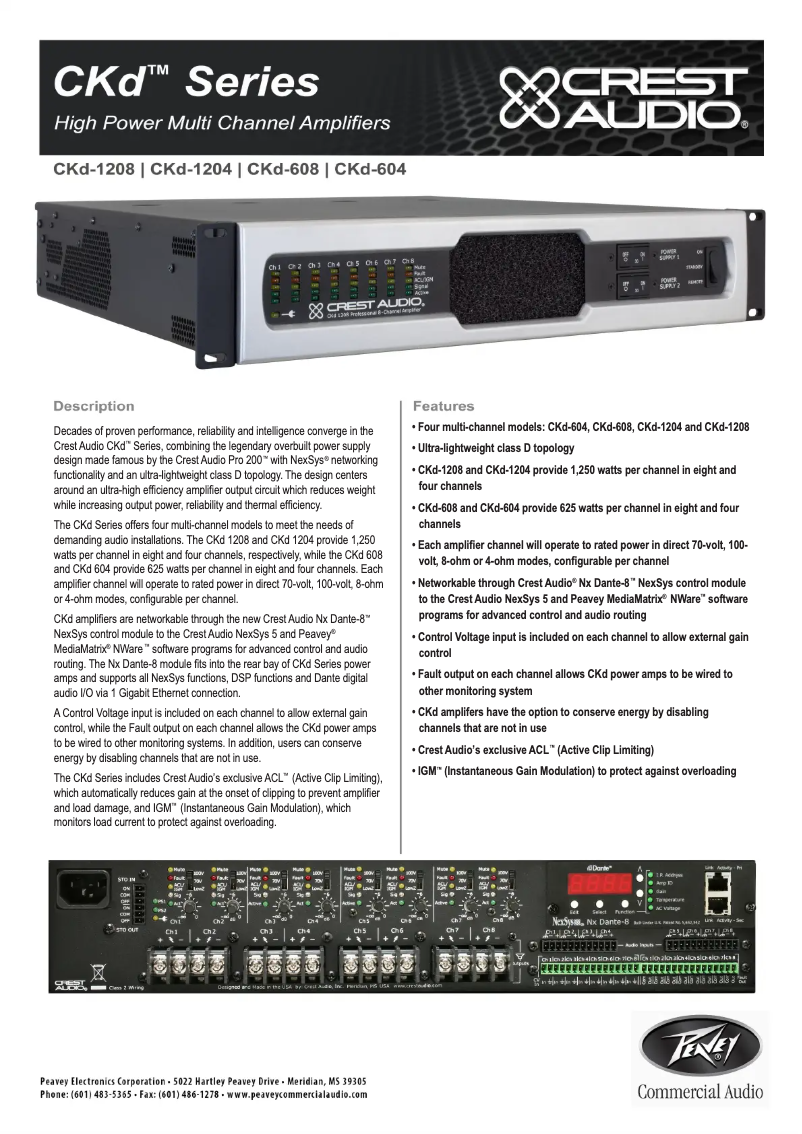 Page 1 de la notice Fiche technique Crest Audio CKd 1204