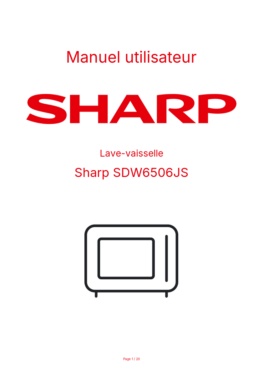Page n°1 - Manuel utilisateur Sharp SDW6506JS