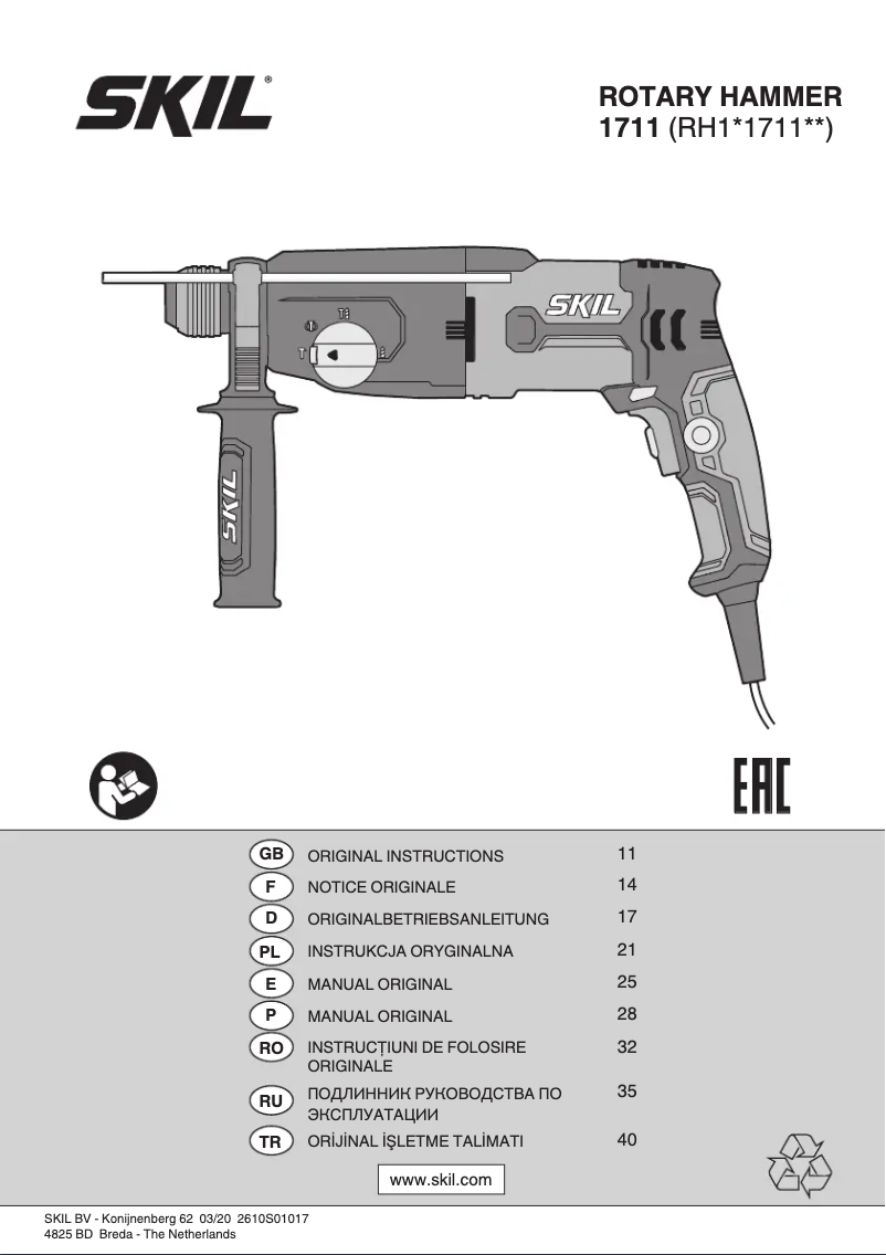 Page 1 de la notice Manuel utilisateur Skil 1770 GA