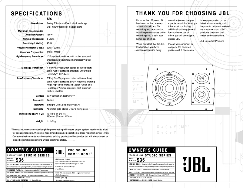 Image de la première page du manuel de l'appareil Studio S36