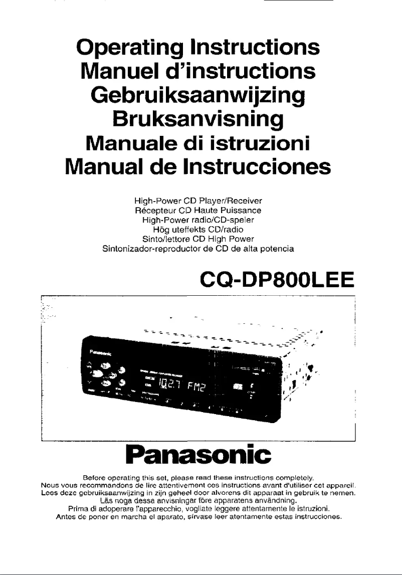 Page n°1 - Manuel utilisateur Panasonic CQ-DP800