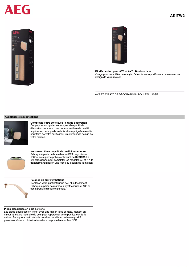 Page 1 de la notice Manuel utilisateur AEG AKITW2