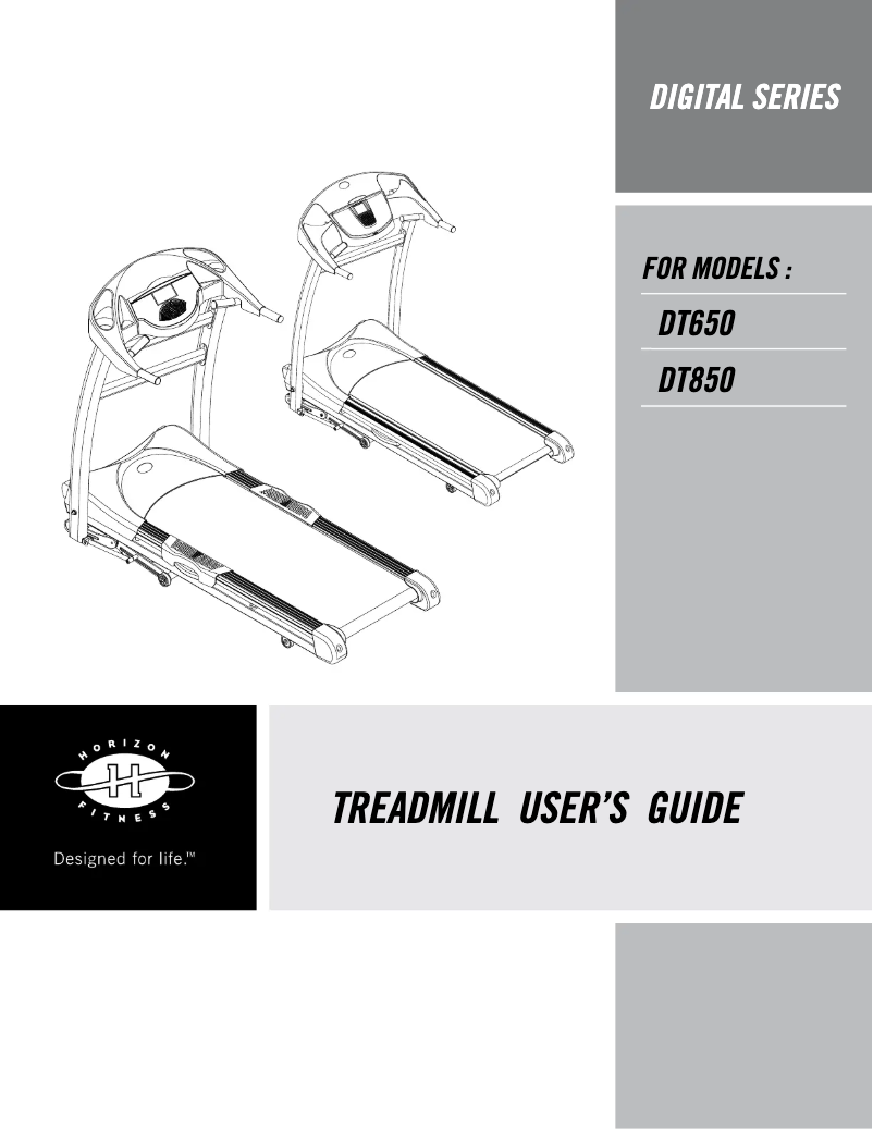 Página 1 del manual Manual de usuario Horizon Fitness Digital Series DT650