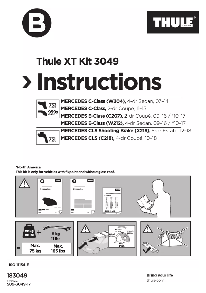 Page n°1 - Manuel utilisateur Thule XT Kit 3049