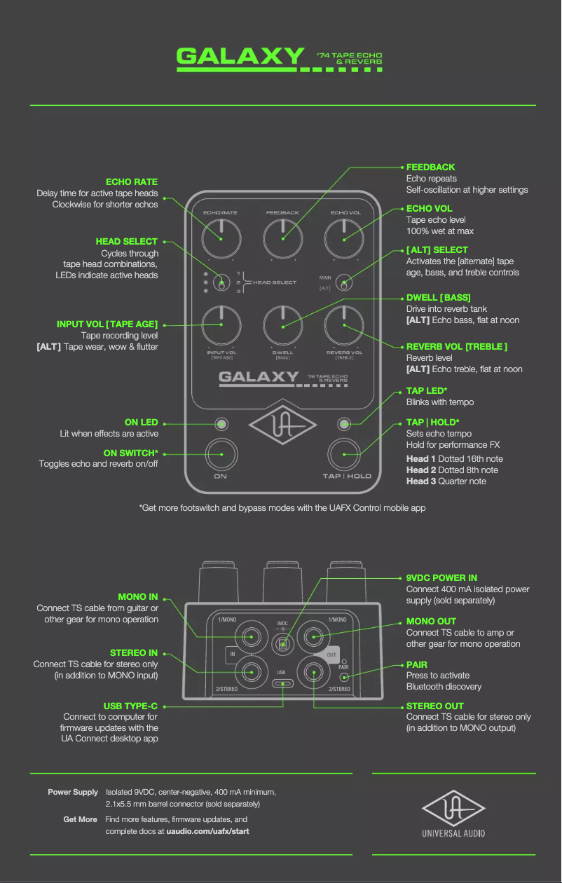 Page 1 de la notice Manuel utilisateur Universal Audio Galaxy