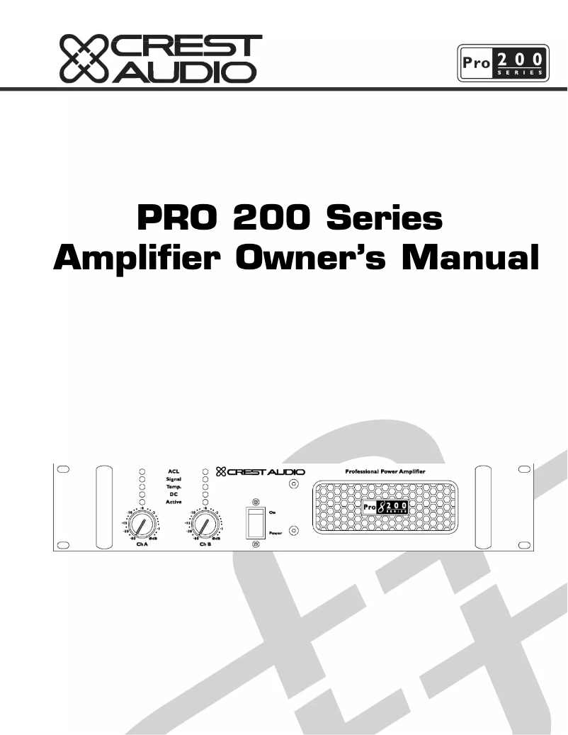 Page n°1 - Manuel utilisateur Crest Audio Pro 5200
