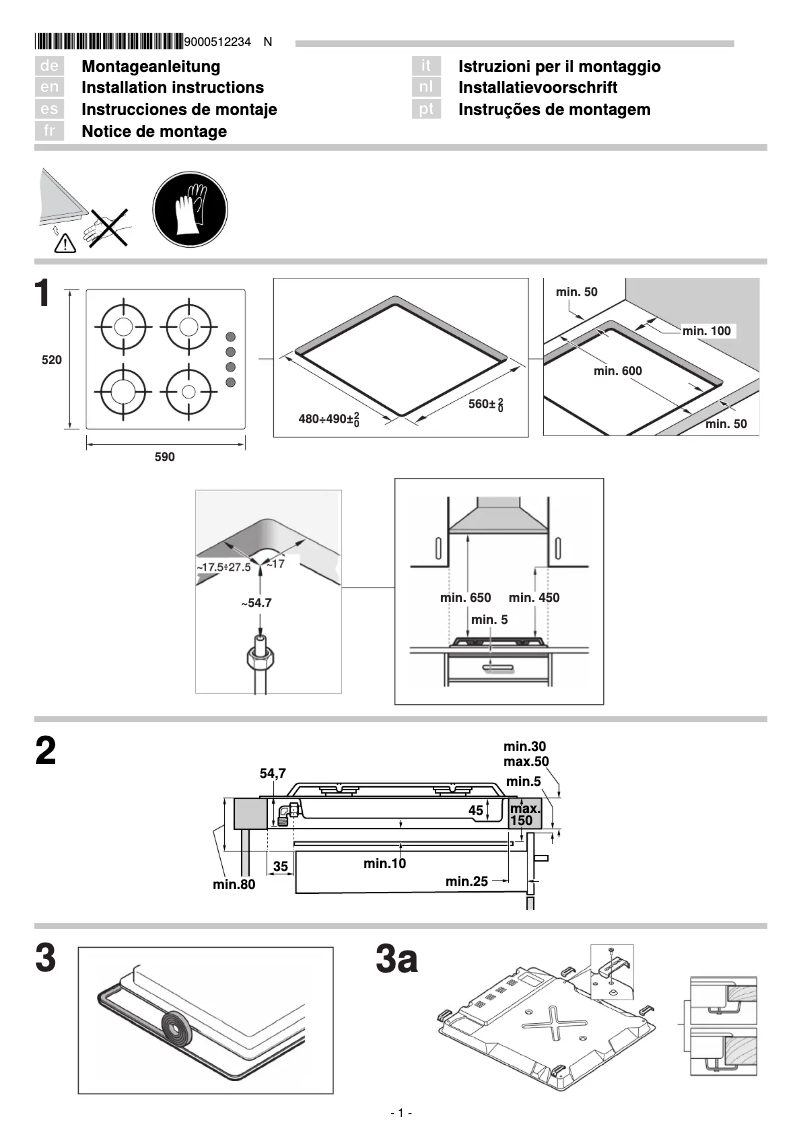 Page 1 de la notice Guide d'installation Bosch POP616B10E